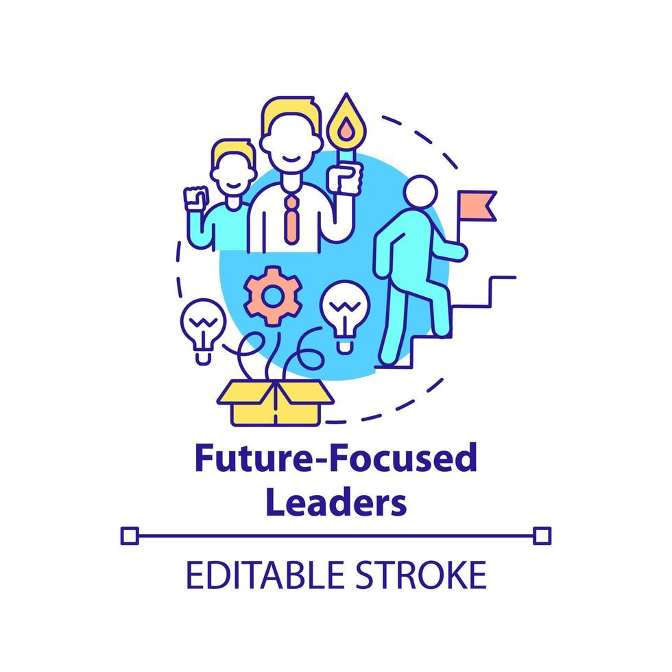 Future-focused leaders concept icon. Principle for managing innovation abstract idea thin line illustration. Leadership. Isolated outline drawing. Editable stroke. vector