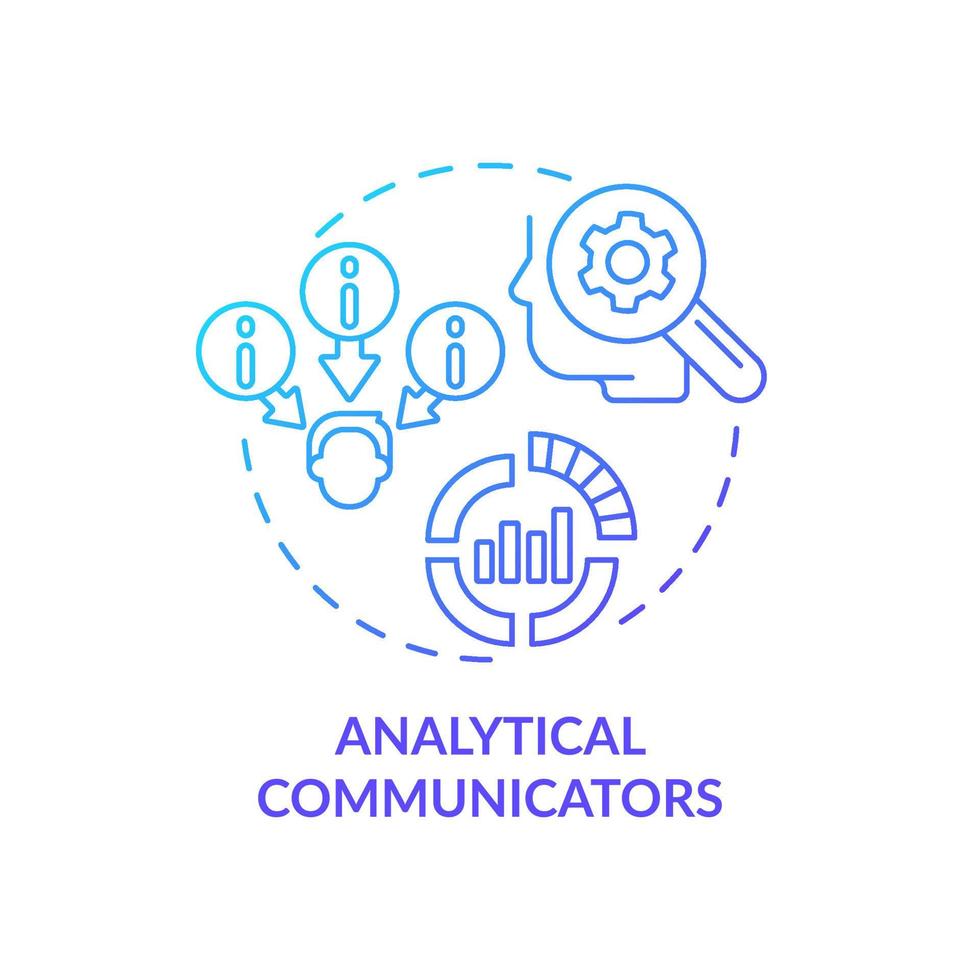 icono de concepto de gradiente azul de comunicadores analíticos. estilo de comunicación empresarial idea abstracta ilustración de línea delgada. datos y hechos. dibujo de contorno aislado. vector