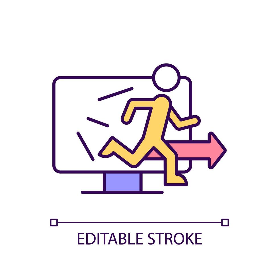 Escape from virtual reality RGB color icon. Choose exist life to cyberspace. Prefer offline activities. Isolated vector illustration. Simple filled line drawing. Editable stroke.