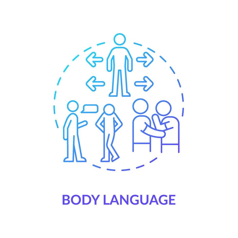 Body language blue gradient concept icon. Non-verbal communication type abstract idea thin line illustration. Body movement and posture. Isolated outline drawing. vector