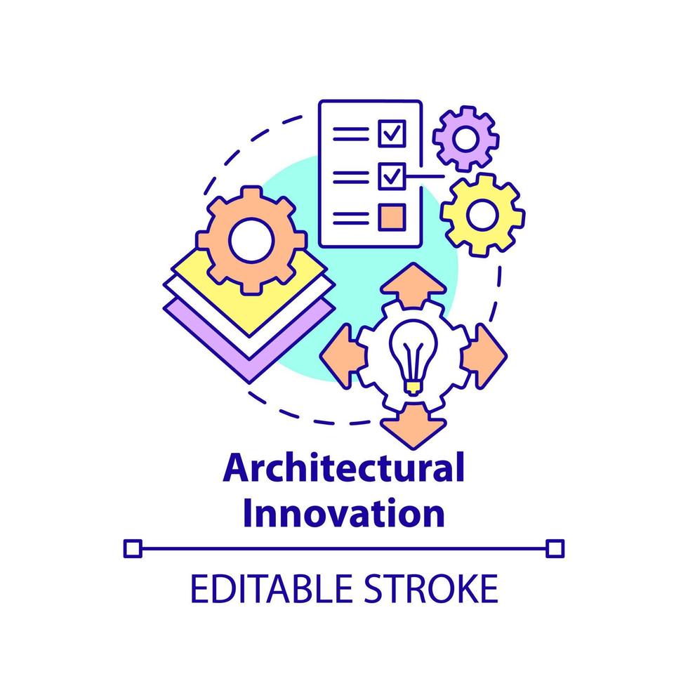 Architectural innovation concept icon. Type of innovation in entrepreneurship abstract idea thin line illustration. Isolated outline drawing. Editable stroke. vector