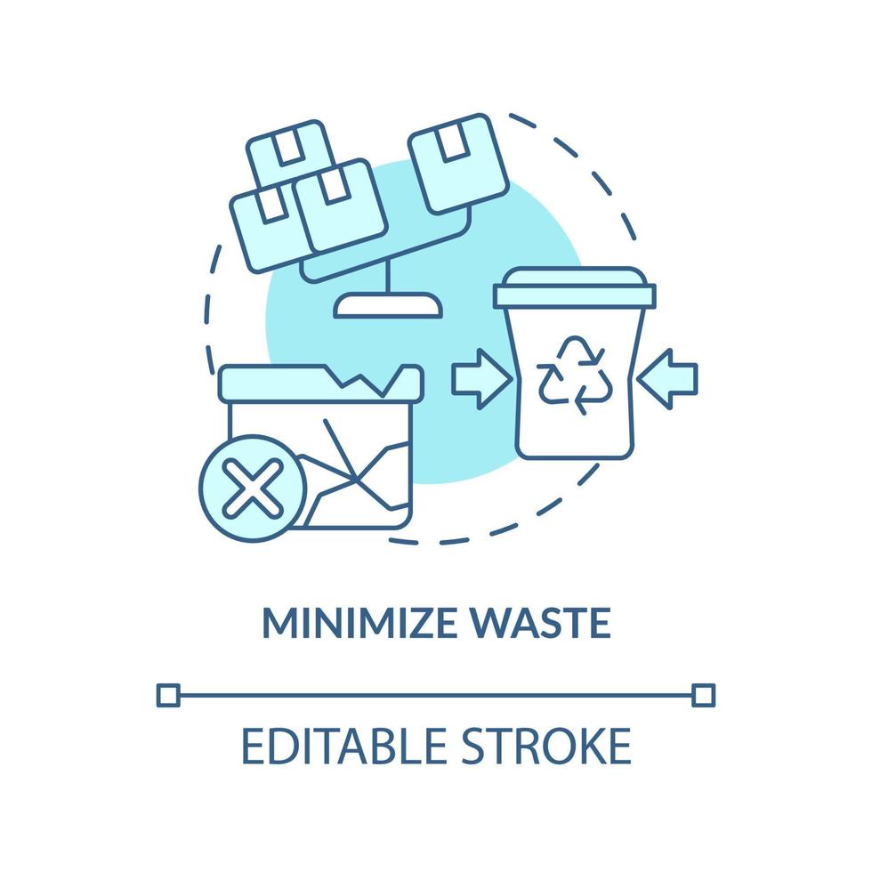 Minimize waste turquoise concept icon. Eliminate loss. Purpose of lean manufacturing abstract idea thin line illustration. Isolated outline drawing. Editable stroke. vector