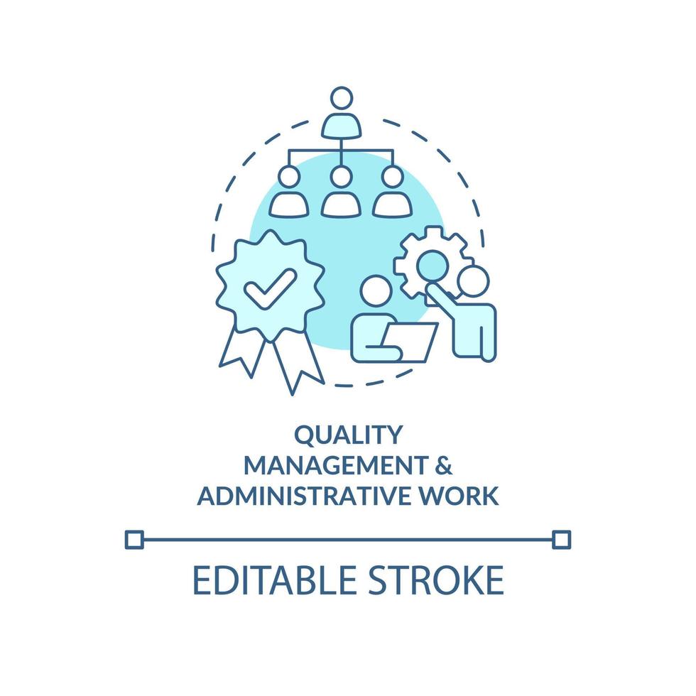 Quality management and administrative work turquoise concept icon. Abstract idea thin line illustration. Isolated outline drawing. Editable stroke. vector