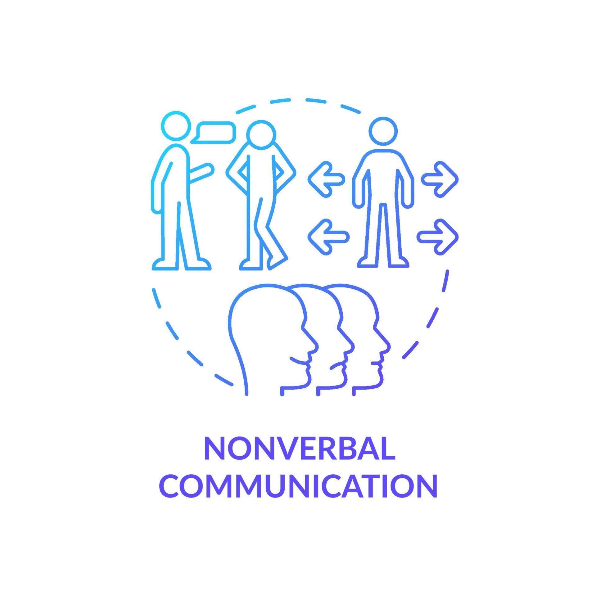 Nonverbal communication blue gradient concept icon. Manual language