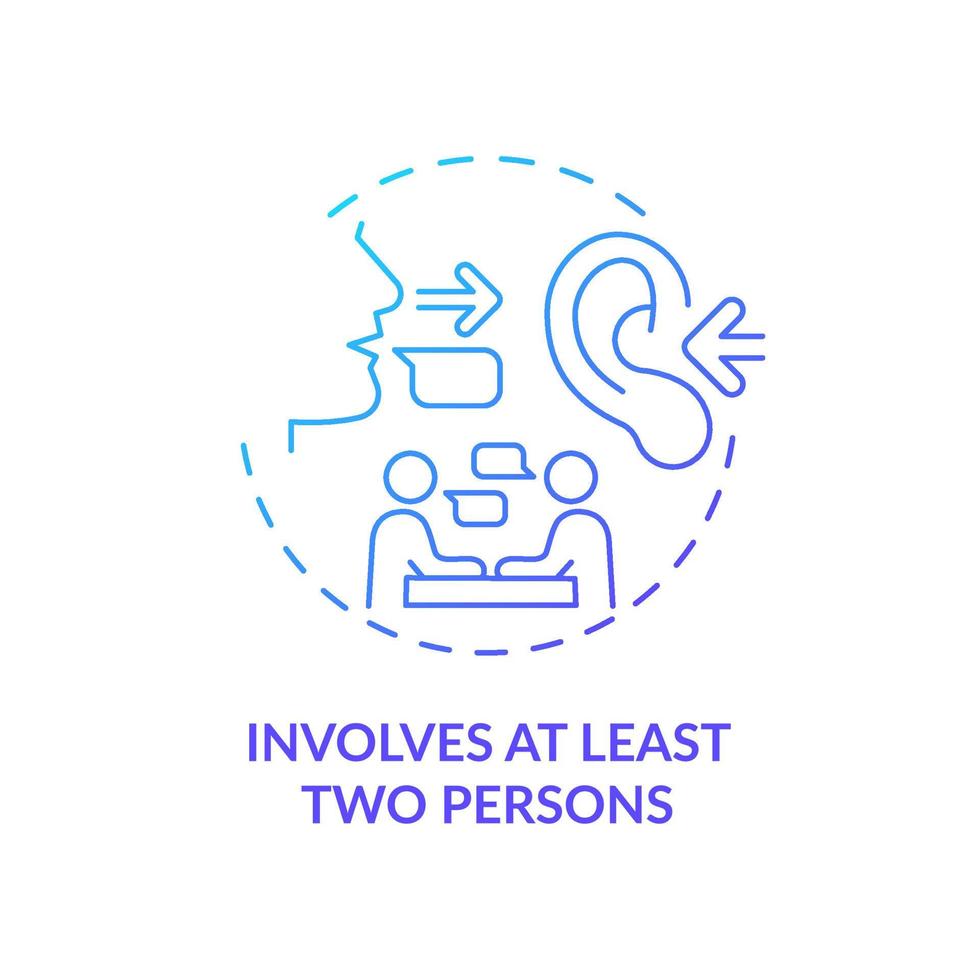 Involves at least two persons blue gradient concept icon. Communication feature abstract idea thin line illustration. Exchanging ideas. Isolated outline drawing. vector