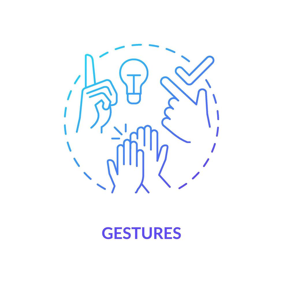 Gestures blue gradient concept icon. Nonverbal communication example abstract idea thin line illustration. Emphasizing aspects of speech. Isolated outline drawing. vector