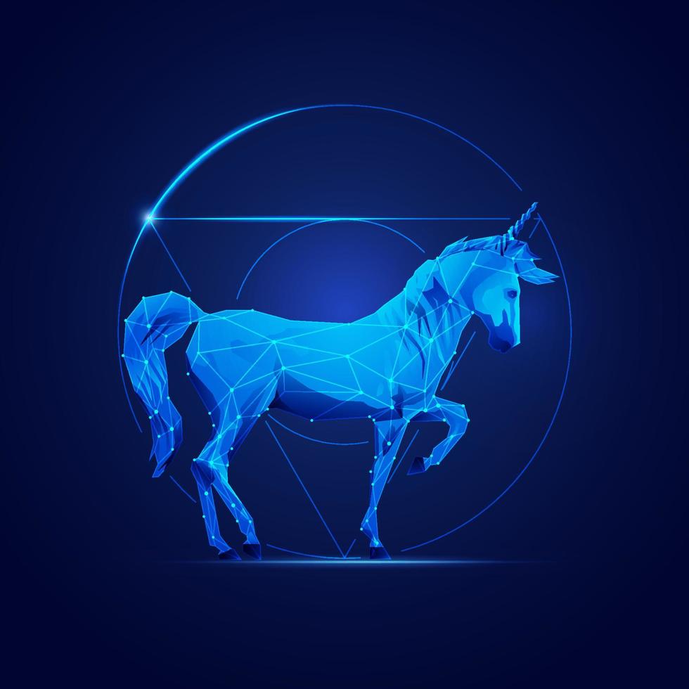 futuristic blue unicorn vector
