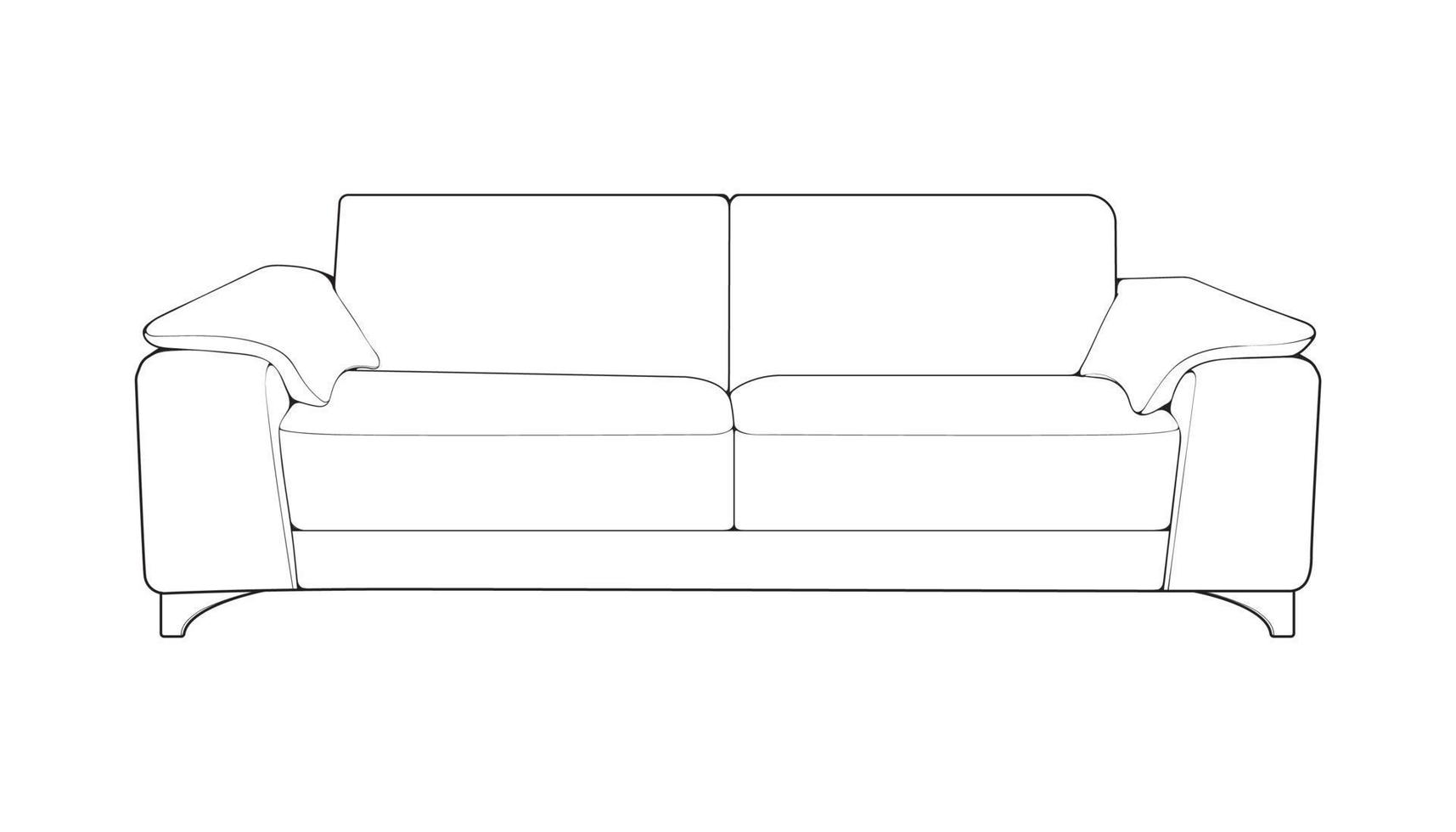 ilustrador de arte de línea de sofá o sofá. esquema de muebles para sala de estar. ilustración vectorial vector