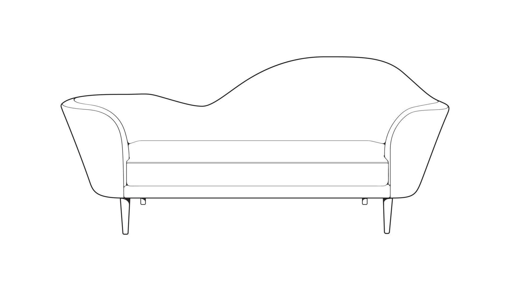 Sofa or couch line art illustrator. Outline furniture for living room. Vector illustration.