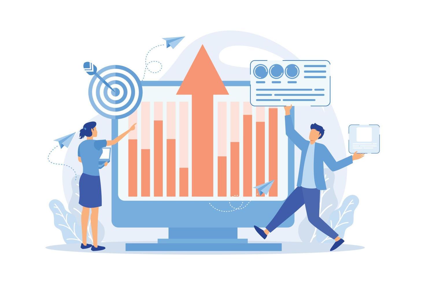 Los expertos en inteligencia empresarial transforman los datos en información útil. inteligencia de negocios, análisis de negocios, concepto de herramientas de gestión de ti. ilustración vectorial vector