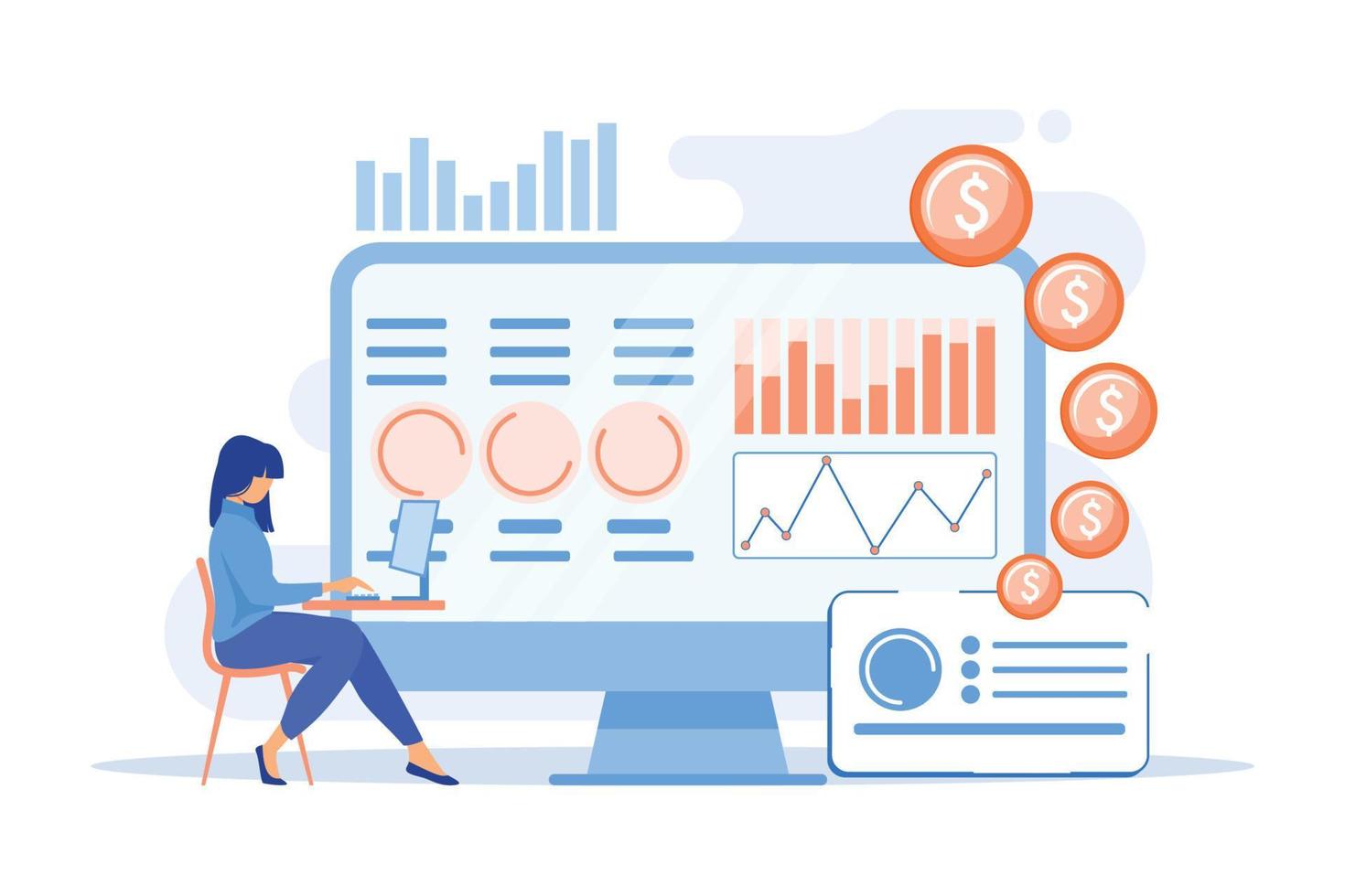 Data analyst consolidating financial information and reports on ...