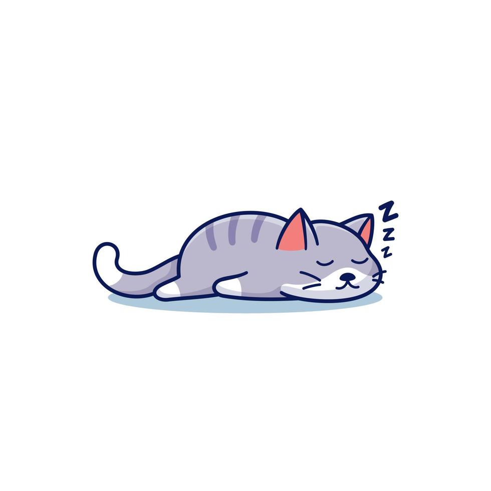 Fat cat sleep, flat cartoon style vector