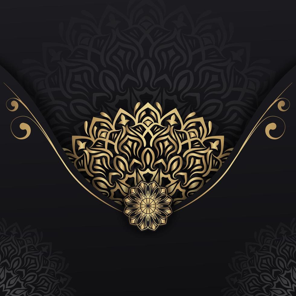 mandala background, round gold ornament vector