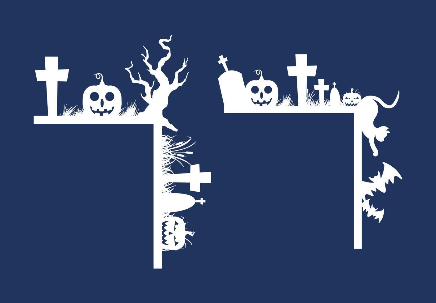 colección de borde de esquina de puerta de halloween cortada con láser, vector