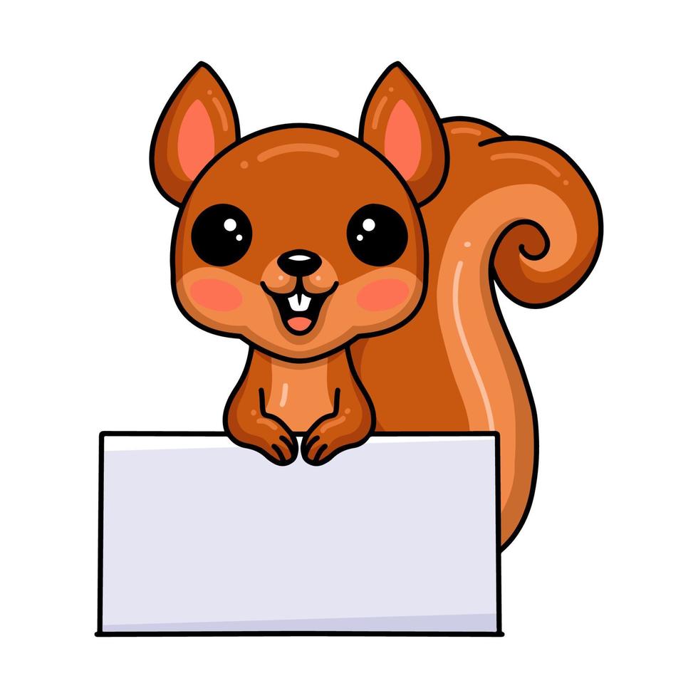 Cute little squirrel cartoon with blank sign vector