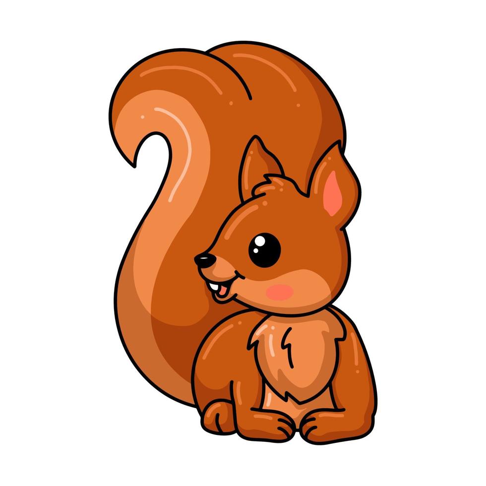Cute little squirrel cartoon lying down vector