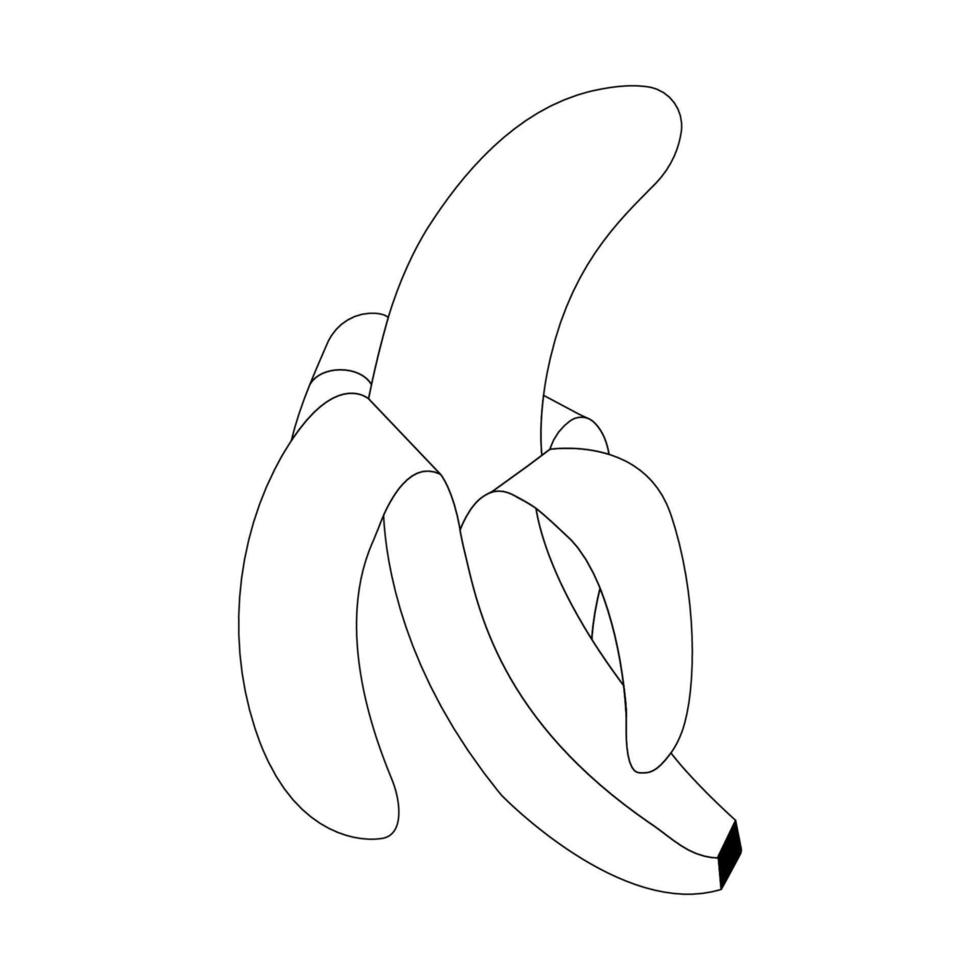 el contorno de un plátano. plátano pelado. frutas tropicales. garabatos vector