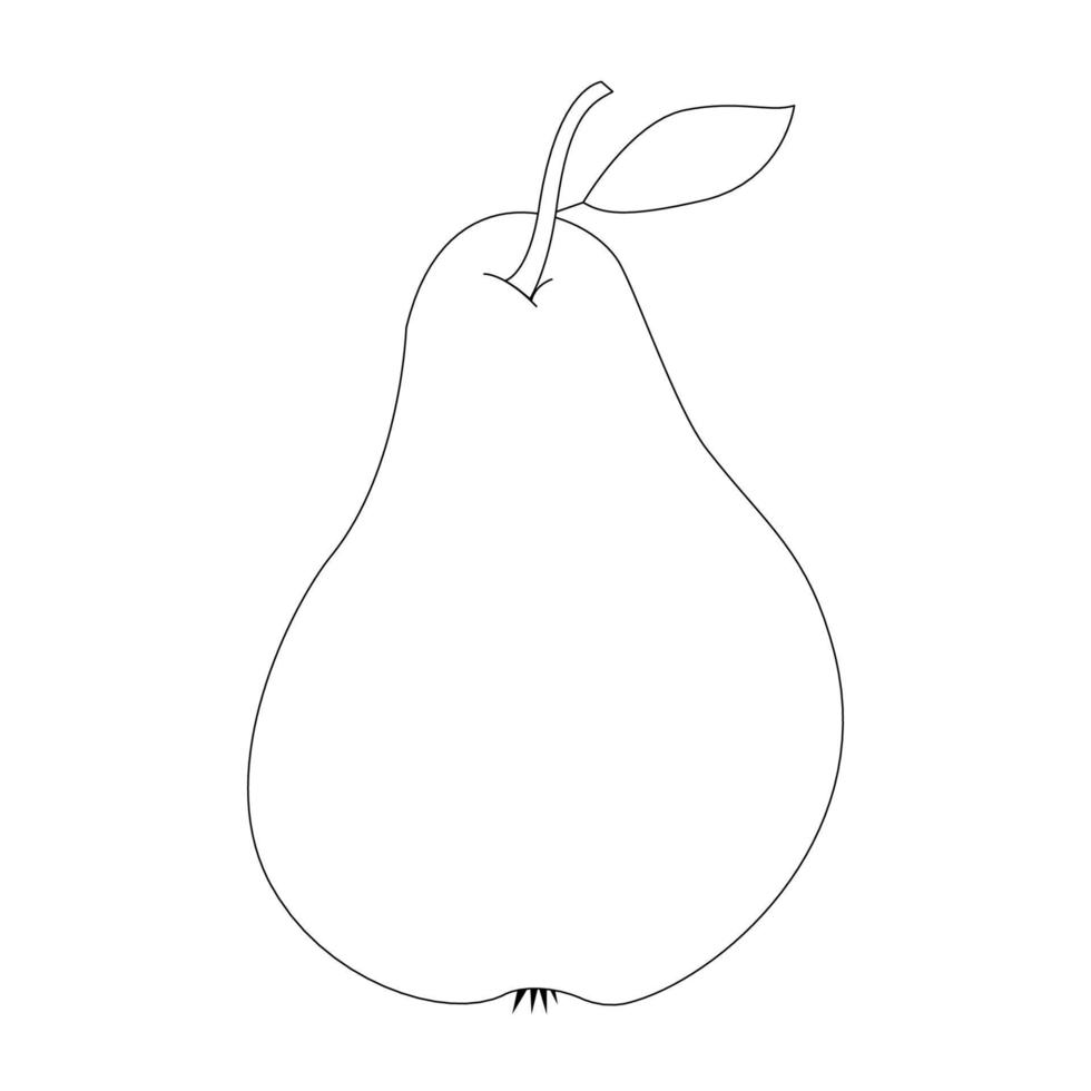 Isolated pear on a white background. A doodle-style pear. Hand-drawn fruits vector