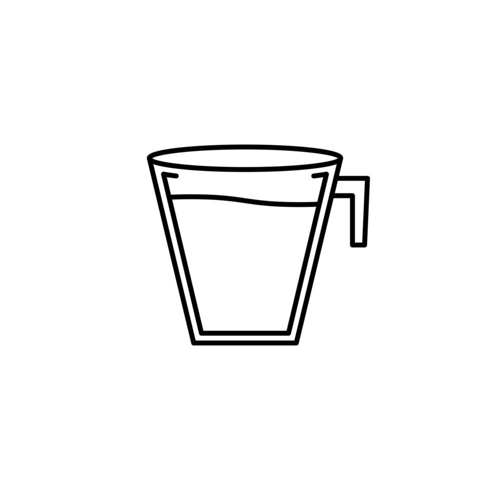 cup glass icon with full filled with water on white background. simple, line, silhouette and clean style. black and white. suitable for symbol, sign, icon or logo vector