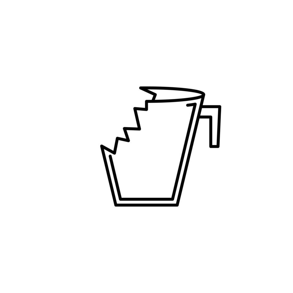 icono de vidrio de taza triturada sobre fondo blanco. simple, línea, silueta y estilo limpio. en blanco y negro. adecuado para símbolo, signo, icono o logotipo vector