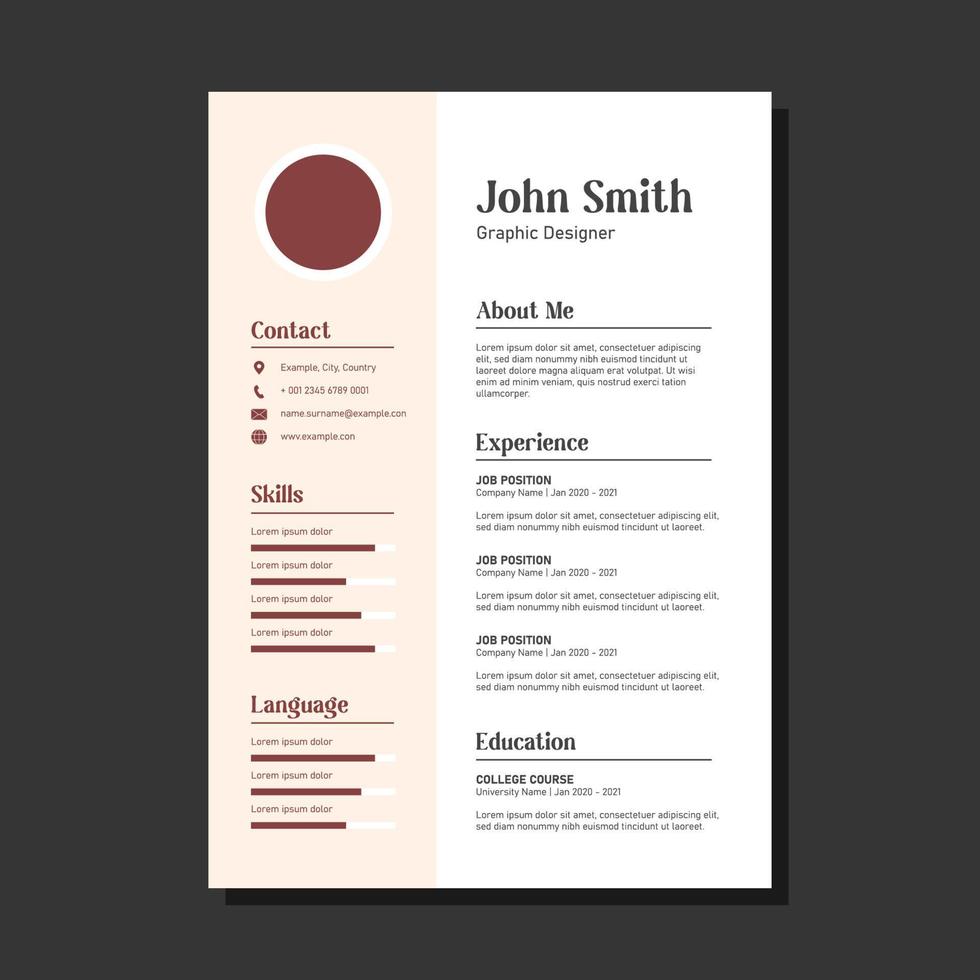 pink and red modern resume template vector