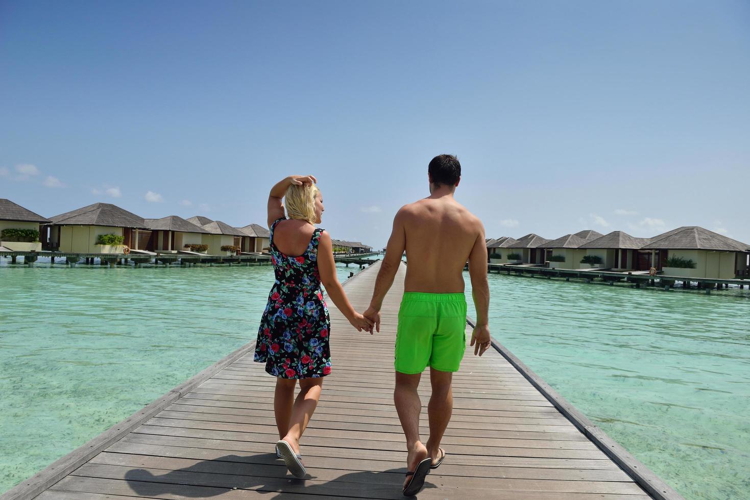 happy young  couple at summer vacation have fun and relax photo