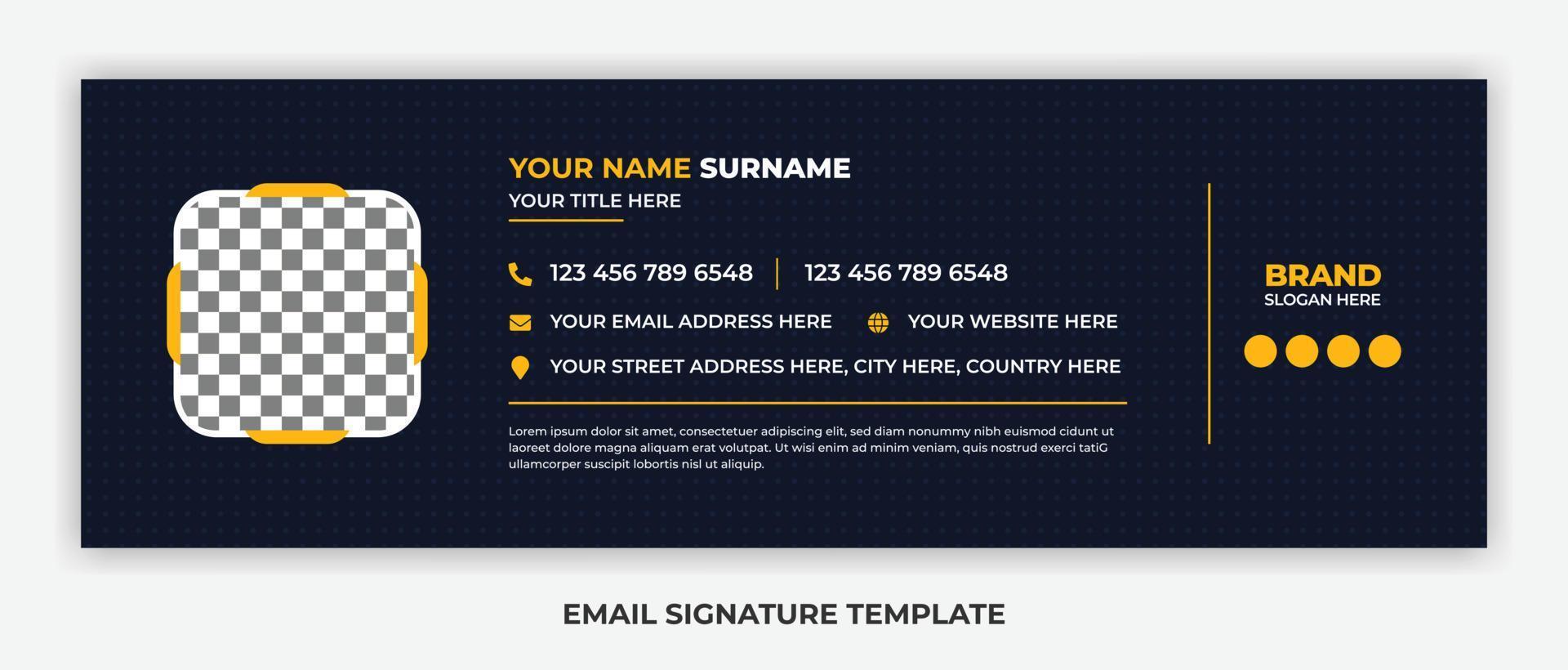 Minimalist email signature template design or email footer and personal social media cover vector