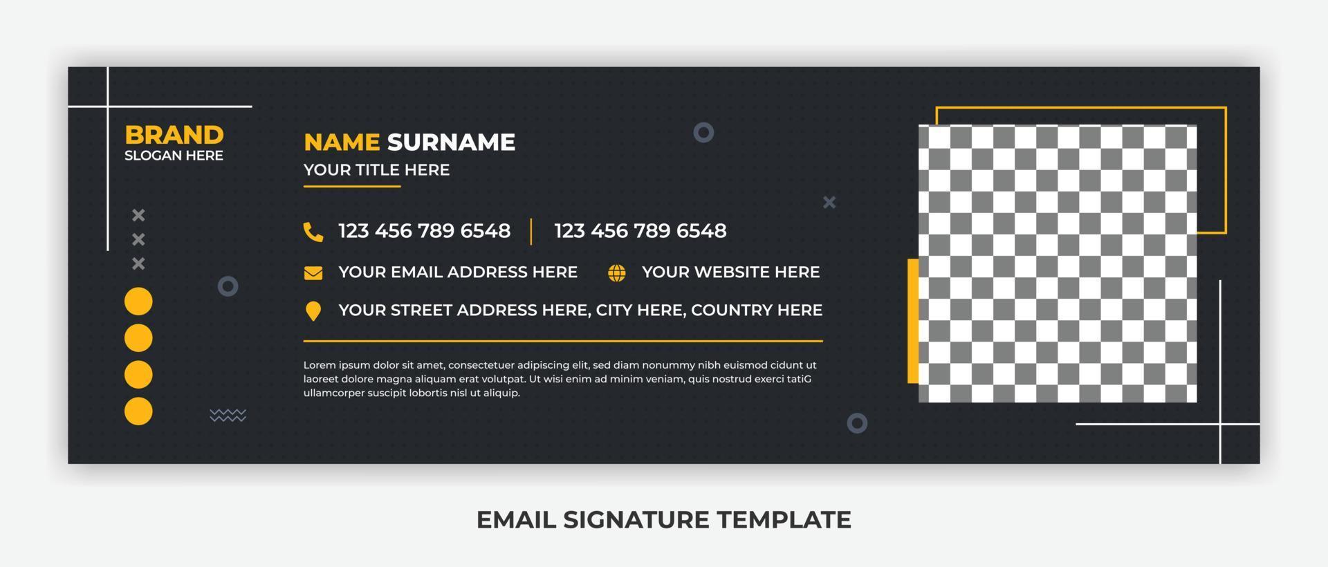 Minimalist email signature template design or email footer and personal social media cover vector