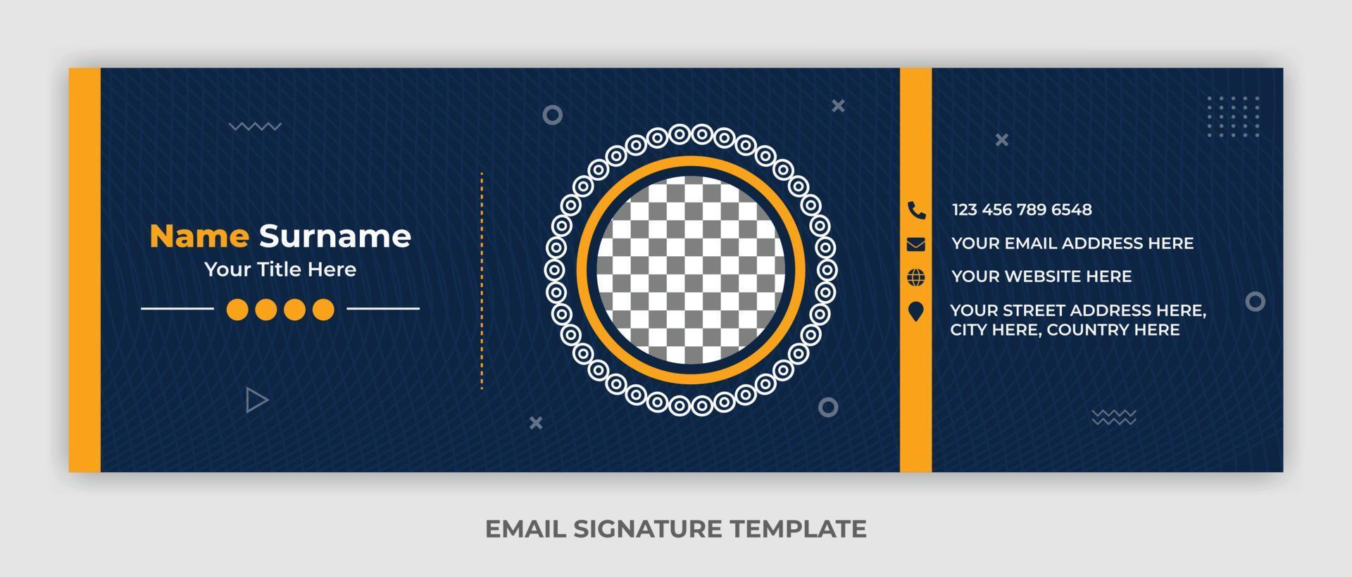 Minimalist email signature template design or email footer and personal social media cover vector