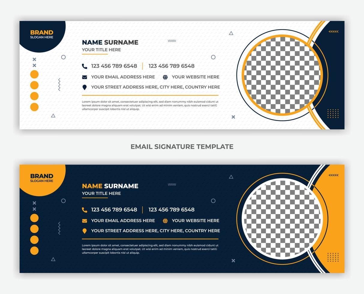 diseño de plantilla de firma de correo electrónico minimalista o pie de página de correo electrónico y portada personal de redes sociales vector