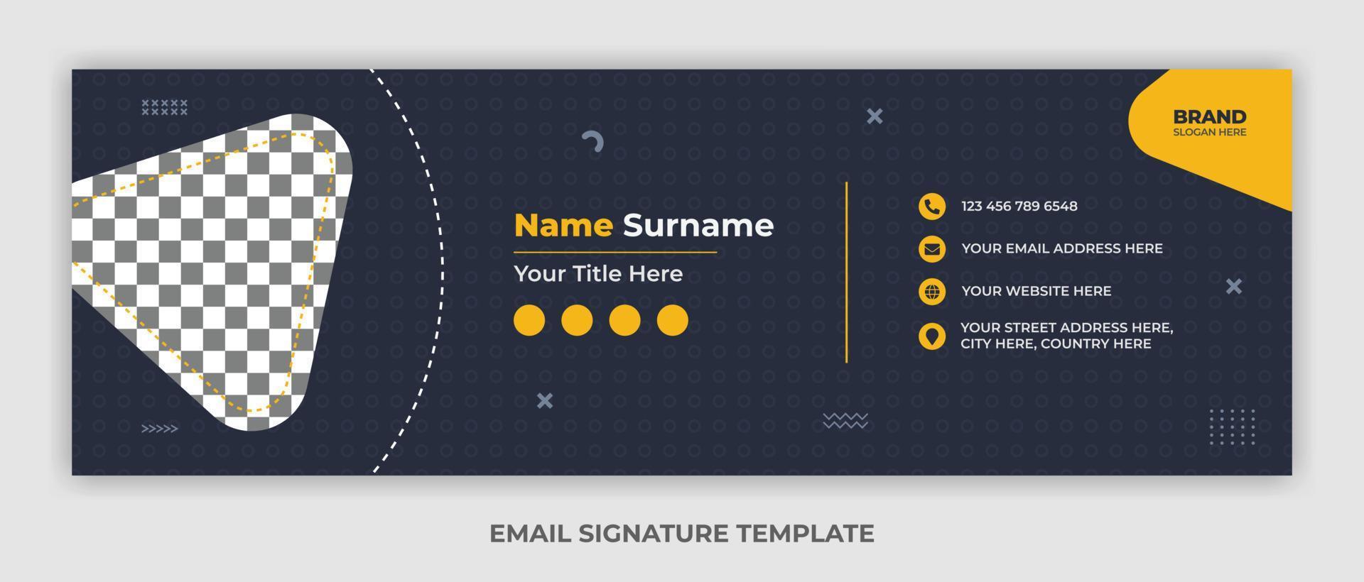 Minimalist email signature template design or email footer and personal social media cover vector