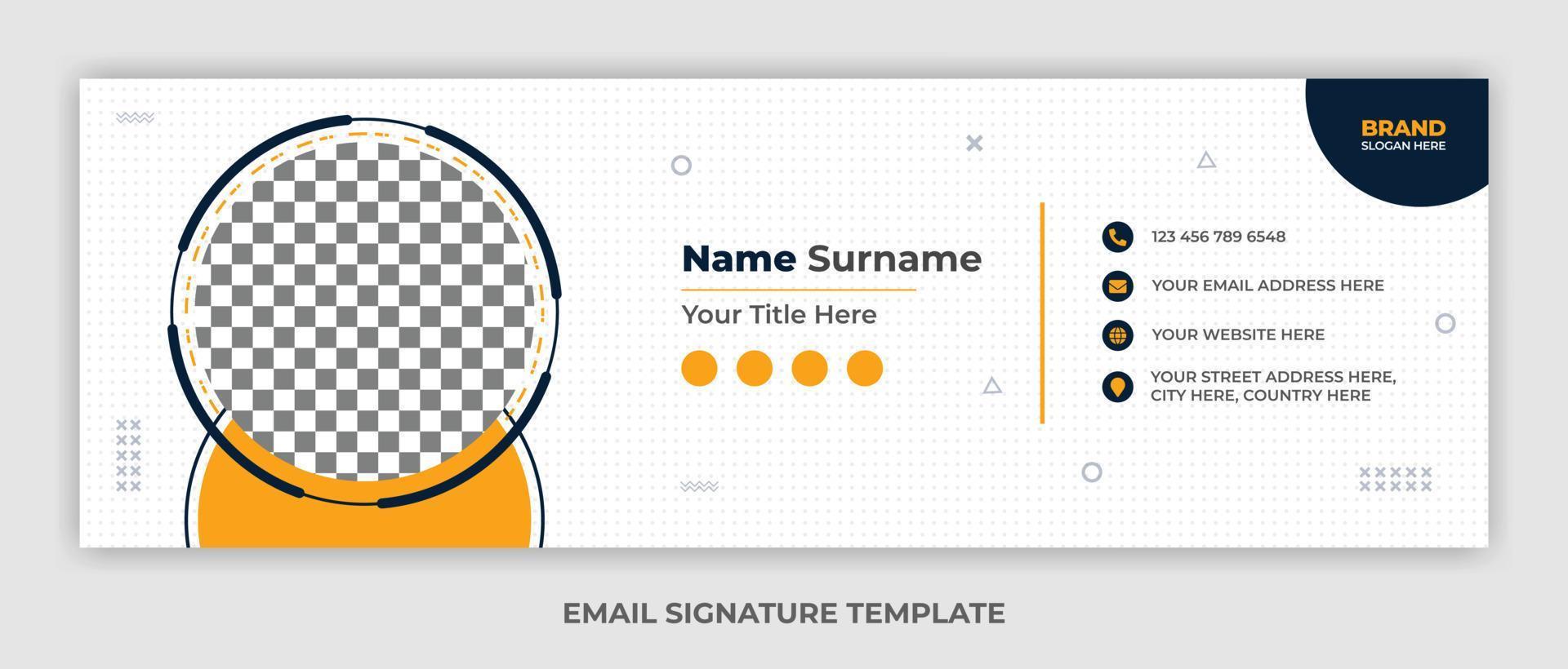 Minimalist email signature template design or email footer and personal social media cover vector