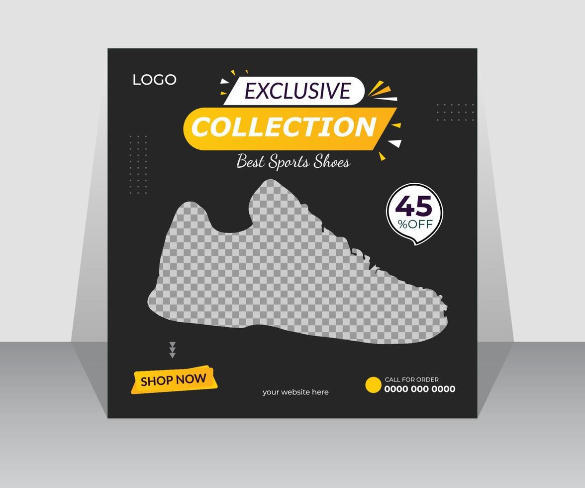 Exclusive shoes collection sale social media promotion banner template vector