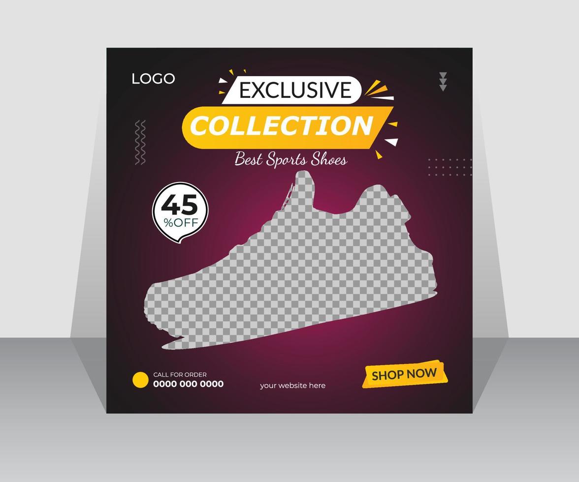 Shoes collection sale social media promotion web banner template vector