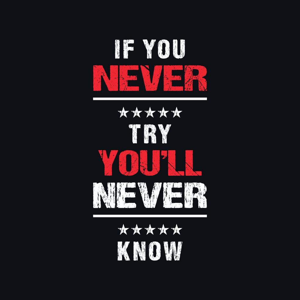 If you never try, you will never know  motivational typography, quotes vector t shirt design