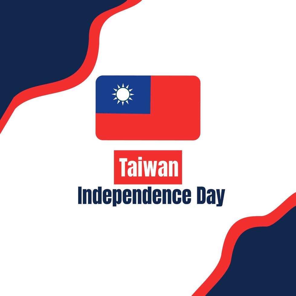 Taiwan independence day 10th double tenth October with taiwan flag symbol of patriotism and nationalism. vector flat design illustration feed social media background