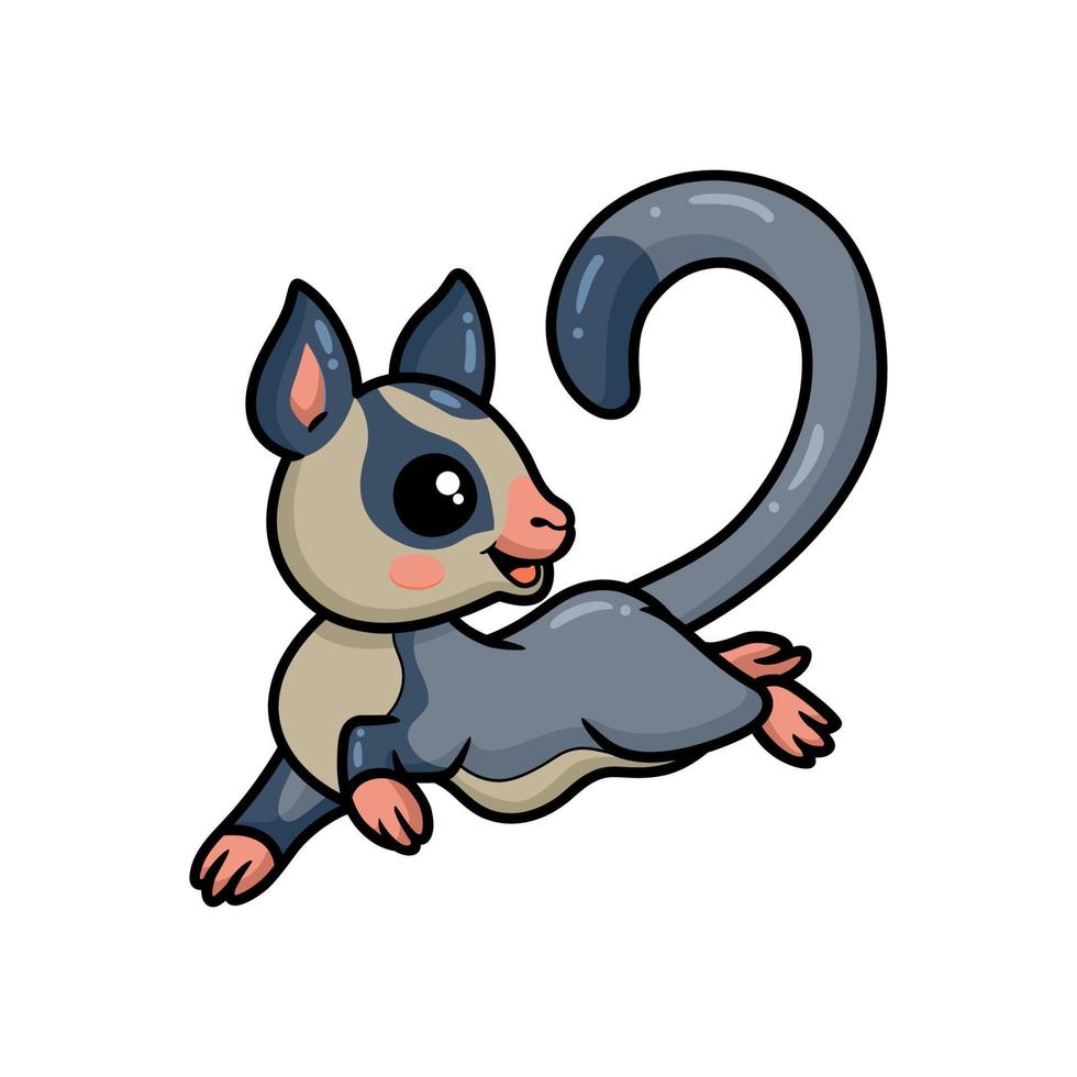 Cute little sugar glider cartoon running vector