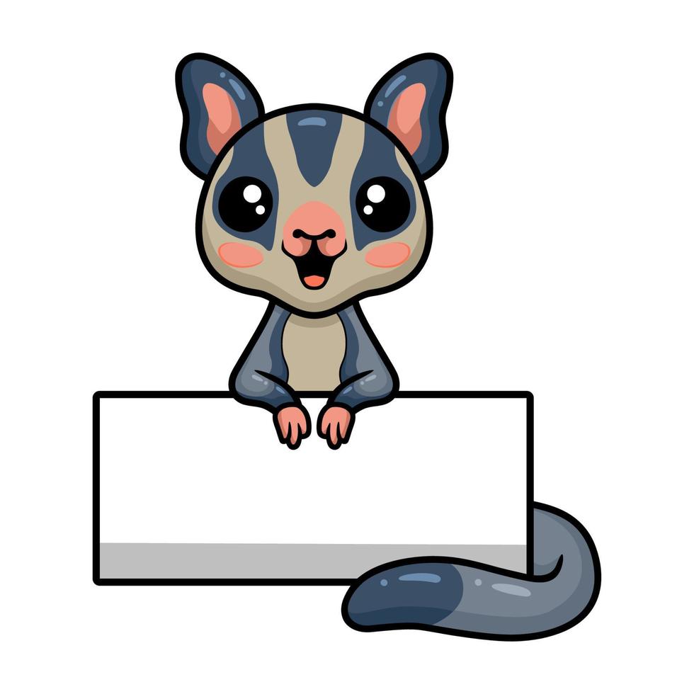 Cute little sugar glider cartoon with blank sign vector