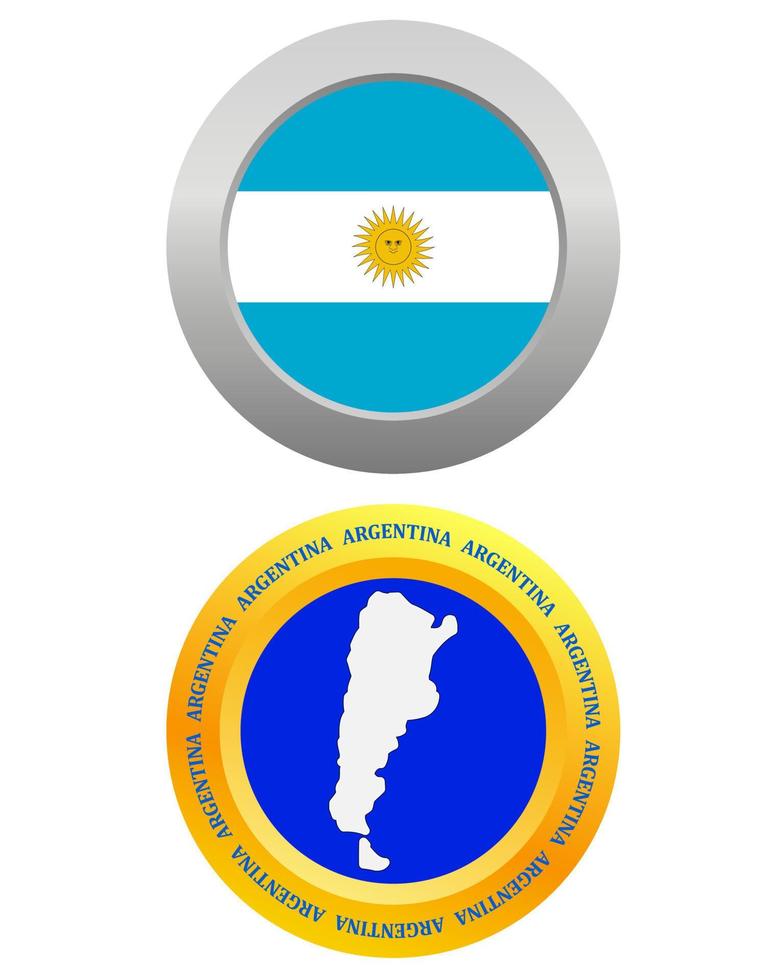 botón como símbolo bandera argentina y mapa sobre un fondo blanco vector