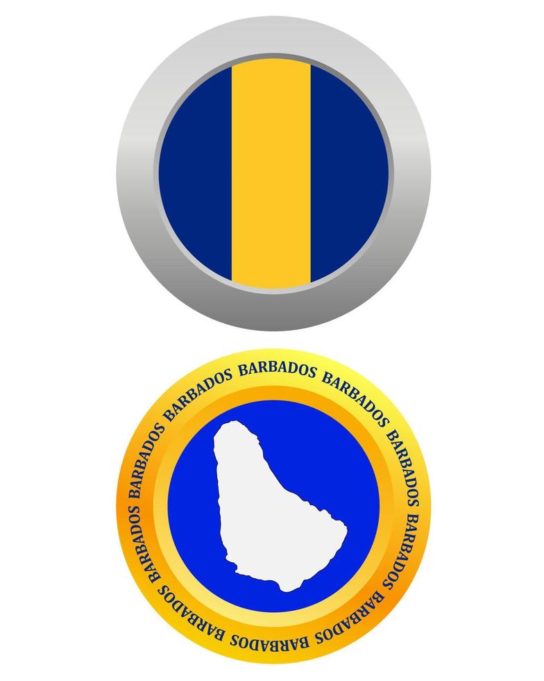 button as a symbol BARBADOS flag and map on a white background vector