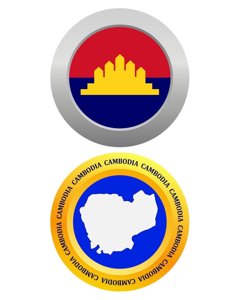button as a symbol CAMBODIA flag and map on a white background vector