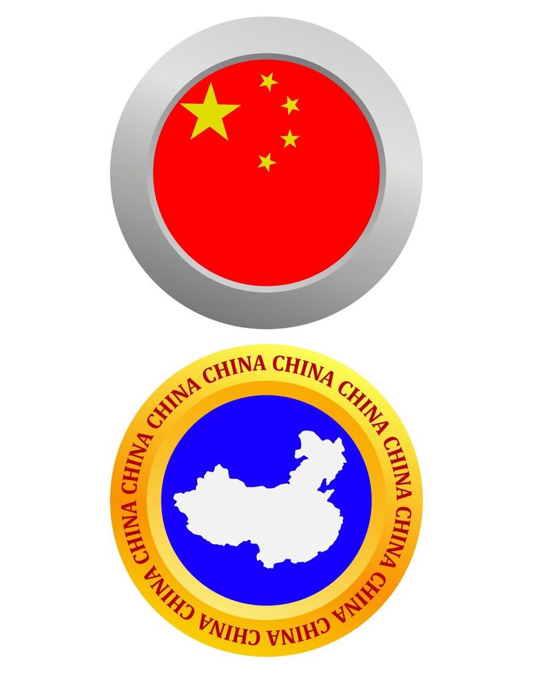 button as a symbol CHINA flag and map on a white background vector