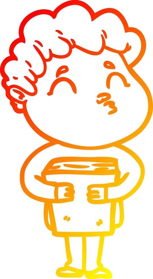 warm gradient line drawing cartoon man pouting vector