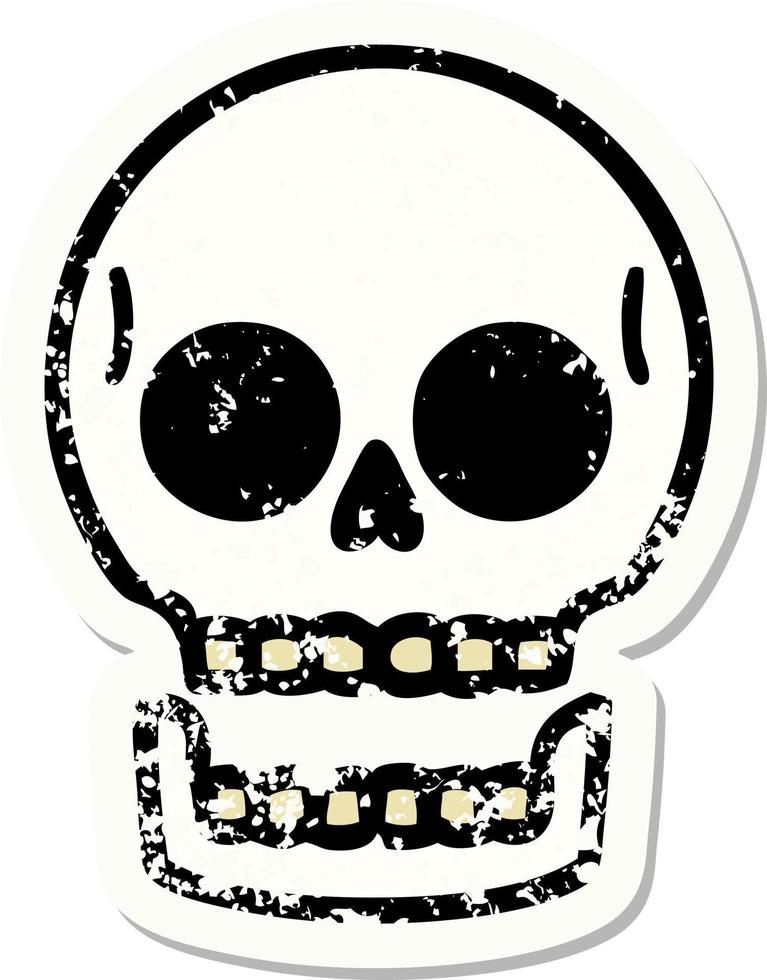 distressed sticker tattoo in traditional style of a skull vector