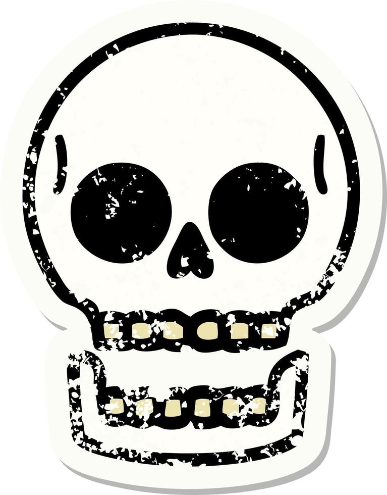 tatuaje de pegatina angustiado al estilo tradicional de una calavera vector