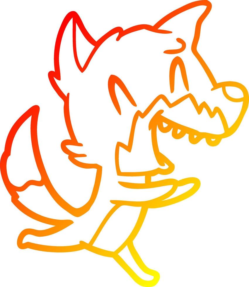 warm gradient line drawing laughing fox running away vector