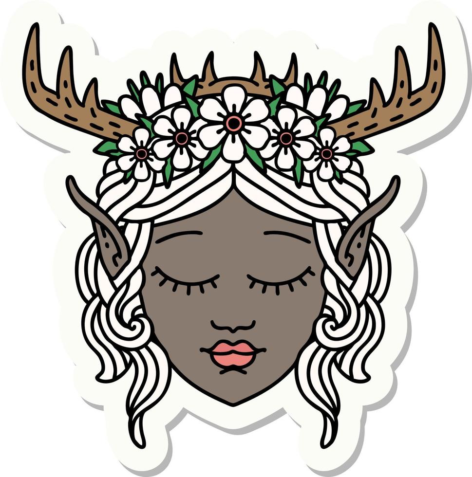 sticker of a elf druid character face vector