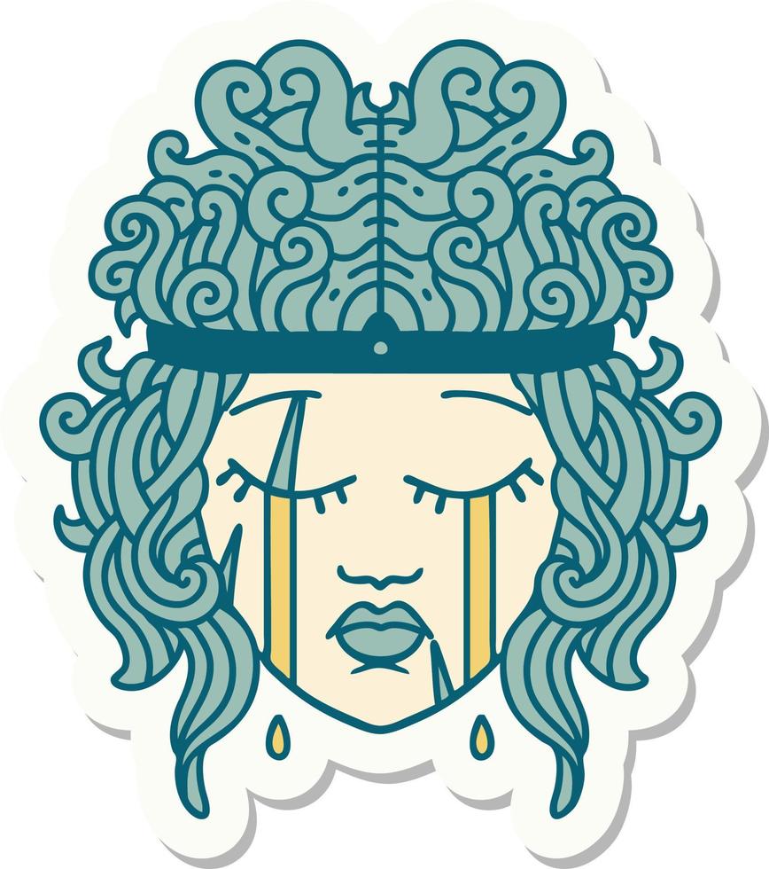 sticker of a crying human barbarian vector