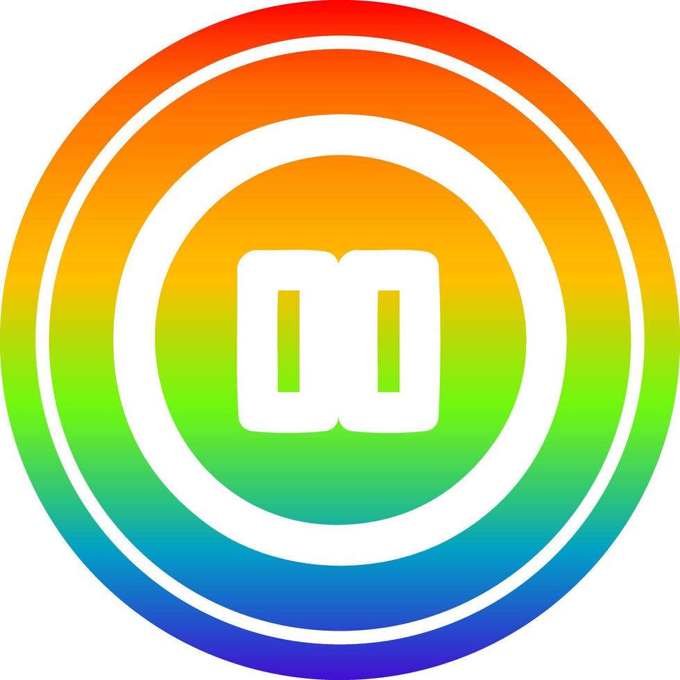 pause button circular in rainbow spectrum vector