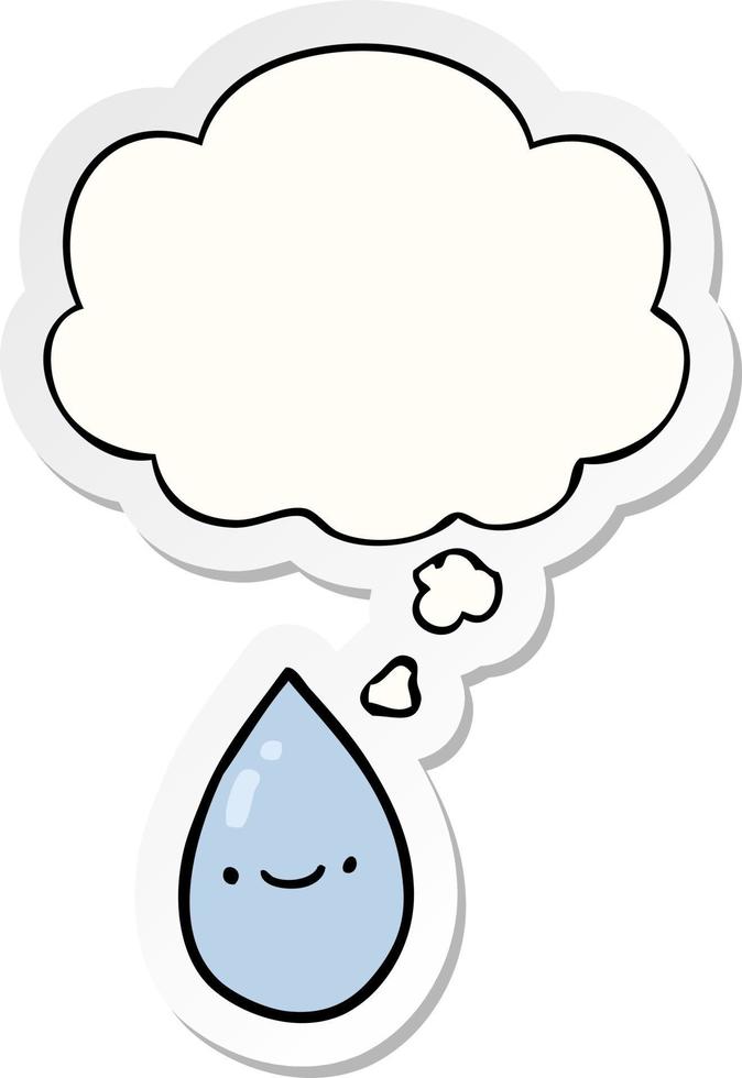 cartoon raindrop and thought bubble as a printed sticker vector